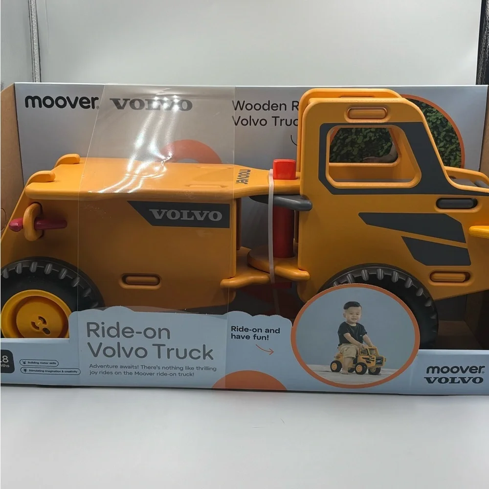 Moover Volvo Wooden Ride-On Truck - Yellow Construction Toy - New yellow